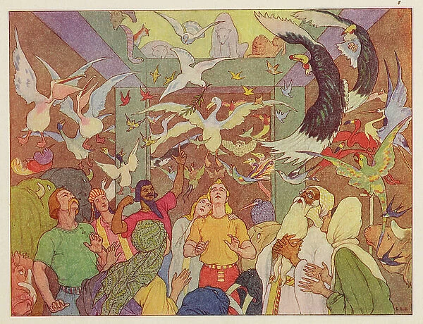 Noah's Ark: Return of the dove (colour litho)