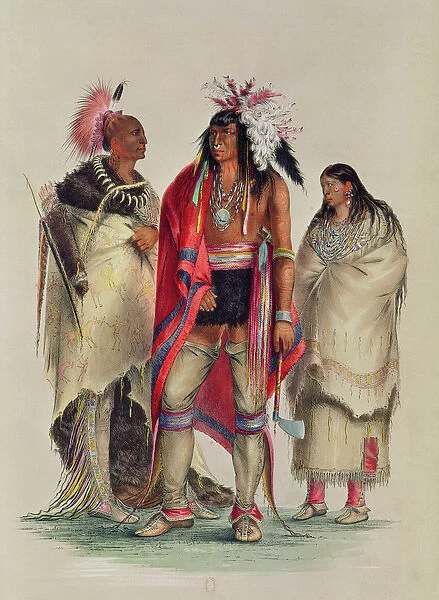 North American Indians, c. 1832 (coloured engraving)