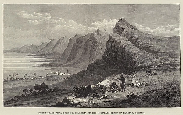 North Coast View, from St Hilarion, on the Mountain Chain of Kyrenia, Cyprus (engraving)