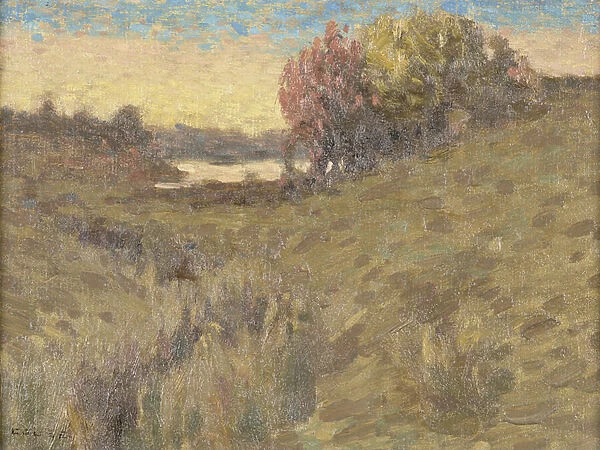 Northwest Landscape with Lake (oil on masonite)