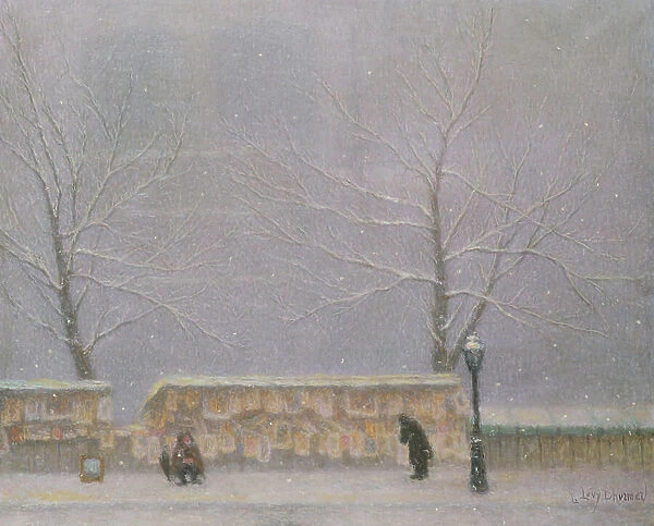 Notre-Dame, seen from the Left Bank, in snowy weather (oil on canvas)