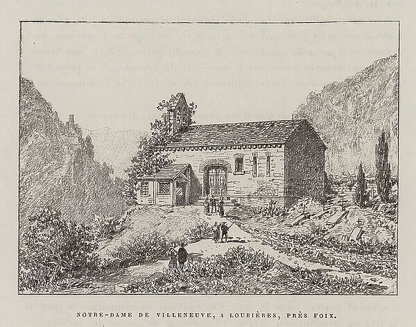 Notre-Dame De Villeneuve, A Lourieres, Pres Foix (engraving)