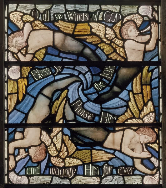 O All Ye Winds Of The Gods, Benedicite Window detail, c. 1895 (stained glass)
