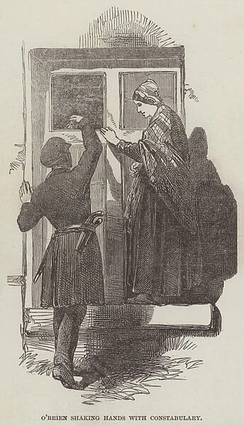 O Brien shaking Hands with Constabulary (engraving)