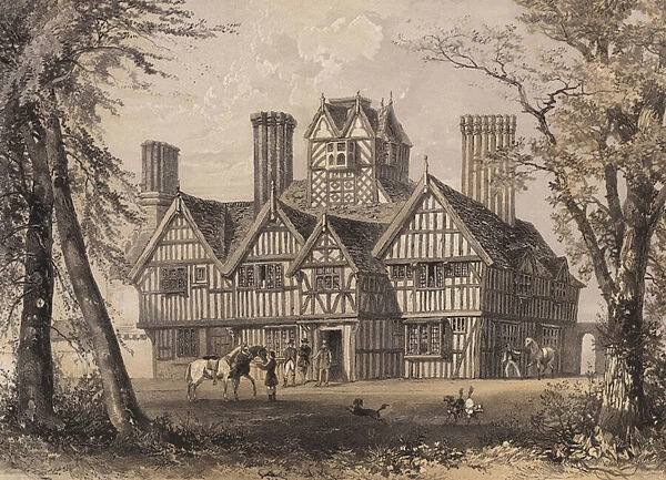 The Oak House, West Bromwich, Staffordshire (coloured engraving)