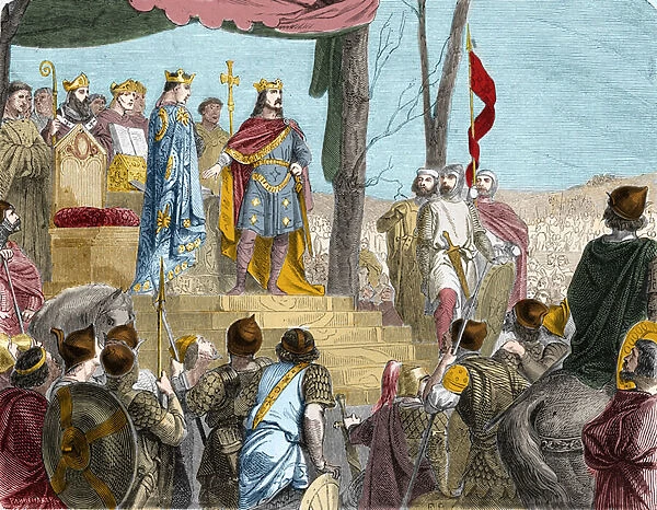 The Oaths of Strasbourg between Louis the German (876), ruler of East France