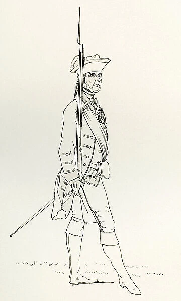 Officer of the Norfolk Militia with a Fusil and Gorget, A. D. 1759, from The British Army: Its Origins, Progress and Equipment, published 1868