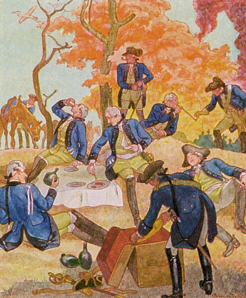 Offiziers-Picknick  /  Officers' Picnic (colour litho)