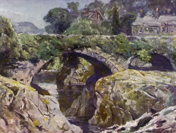 The Old Bridge, Bettws-y-Coed (colour litho)