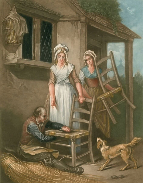 Old chairs to mend (coloured engraving)