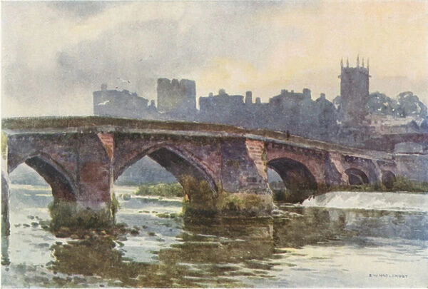 The Old Dee Bridge (colour litho)