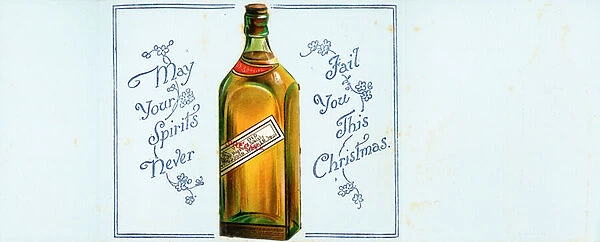 Very Old Highland Whisky Bottle, Christmas Card (chromolitho)