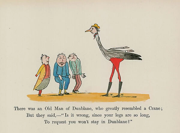 There was an Old Man of Dunblane, who greatly resembled a Crane (coloured engraving)