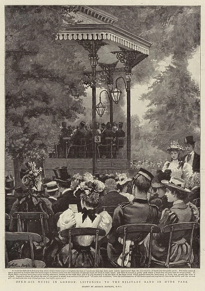 Open-Air Music in London, listening to the Military Band in Hyde Park (engraving)
