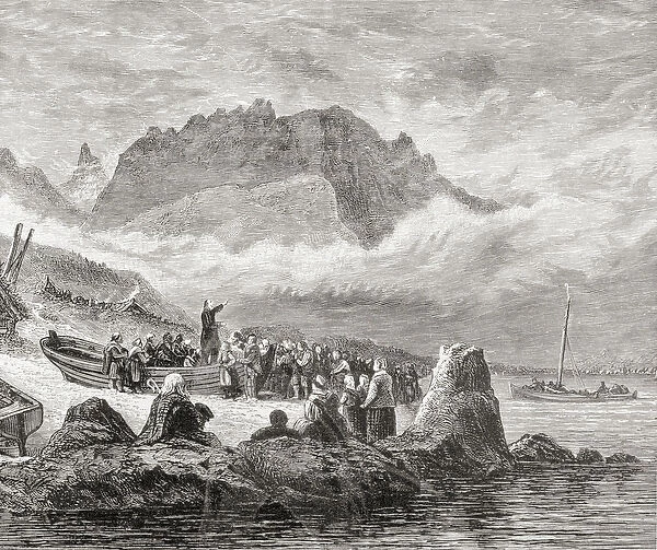 An open air service on the Isle of Skye, Inner Hebrides, from Scottish Pictures Drawn with Pen