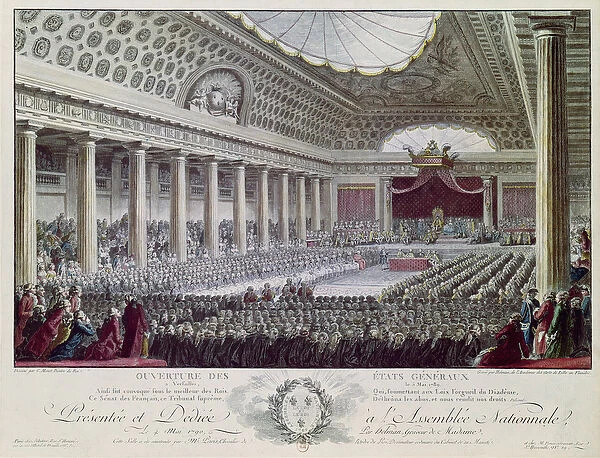 Opening of the Estates General at Versailles, 5th May 1789 (coloured engraving)