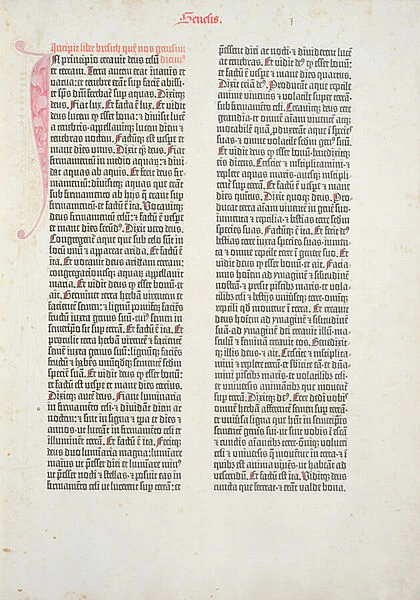 Opening page of the book of Genesis from the Gutenberg Bible
