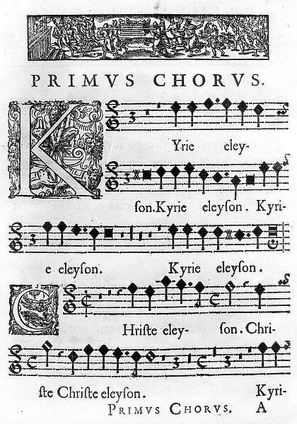 Opening page of the Mass for Double Choir by Nicolas Forme, printed in Paris by Pierre