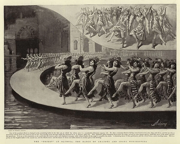 The 'Orient'at Olympia, the Dance of Amazons and Snake Worshippers (litho)