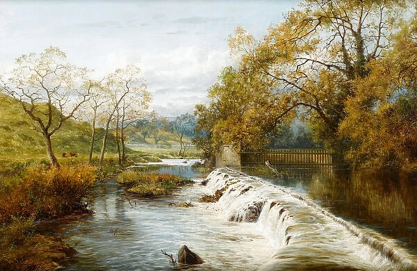 An Overflow Weir by a Mill Pond, c. 1880 (oil on canvas)