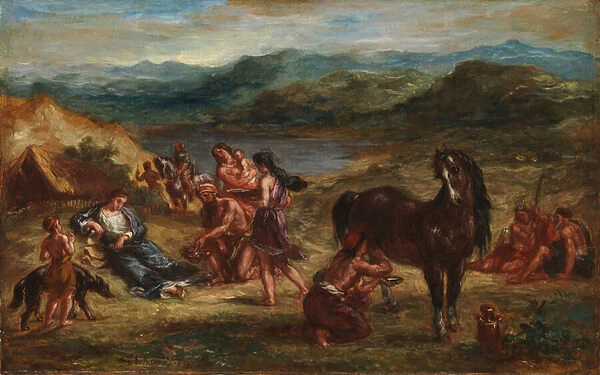 Ovid among the Scythians, 1862 (oil on paper, laid down on wood)