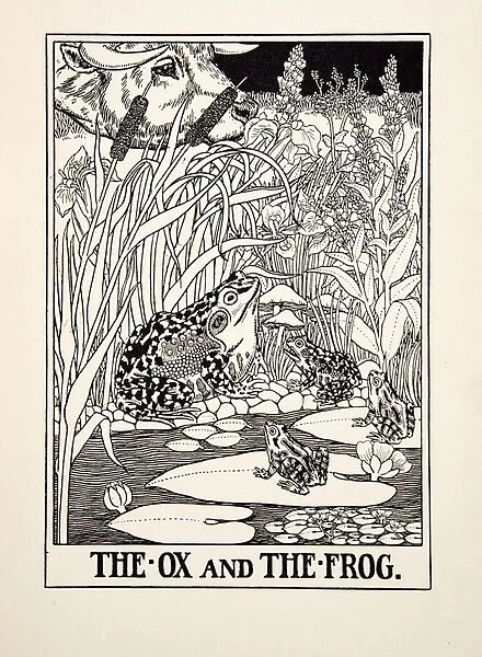 The Ox and the Frog, from A Hundred Fables of Aesop, pub. 1903 (engraving)