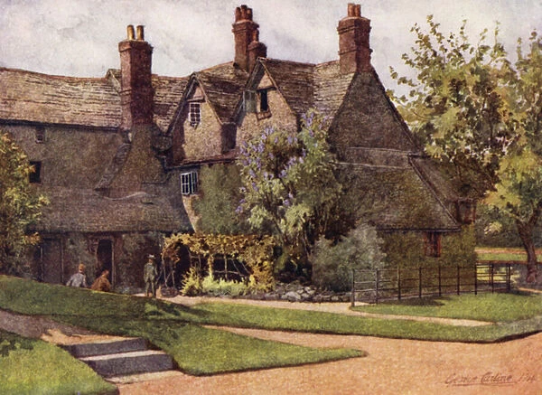 Oxford: The Cottages, Trinity College (colour litho)