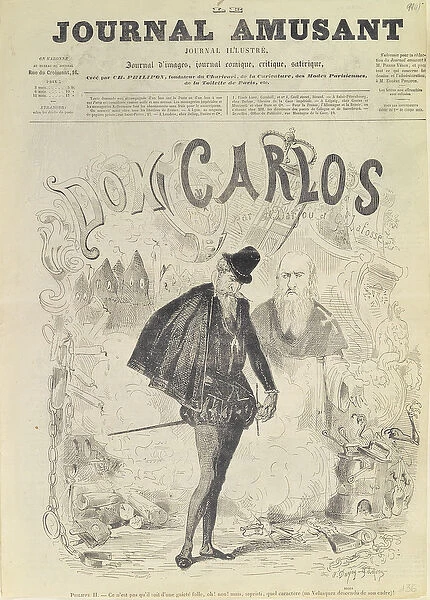 Front page of Le Journal Amusant, with a caricature of Don Carlos