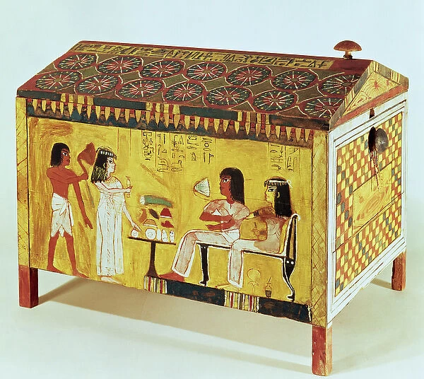Painted chest with a banquet scene from the tomb of Kha (d. c