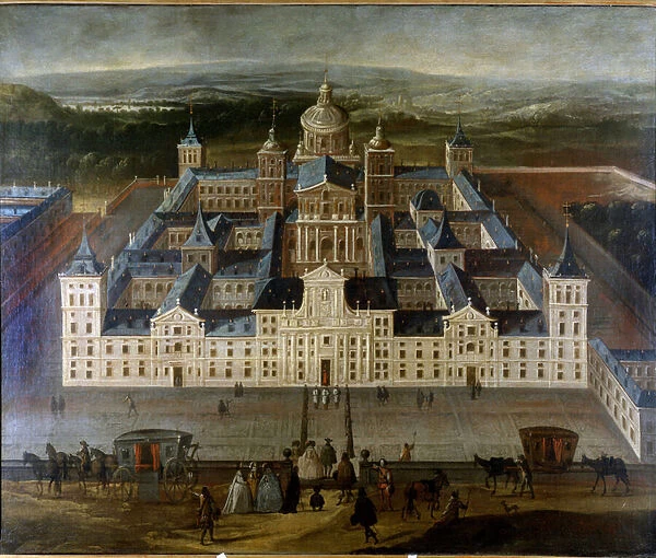 Painting depicting the Palace of Escorial or Escorial in Spain. sd. 17th century
