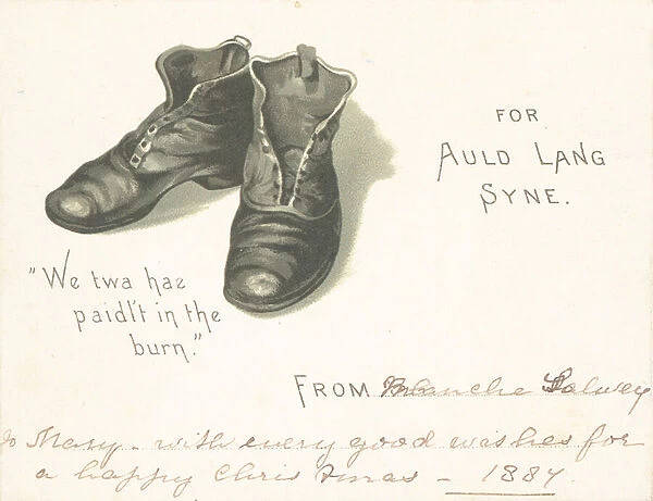 Pair of Black Boots, Christmas Card (chromolitho)