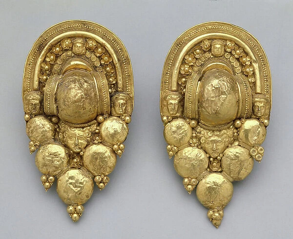 Pair of funerary earrings, 4th-3rd century BC (gold)