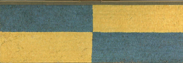Panel with rectangles of blue and yellow featherwork, c. A. D