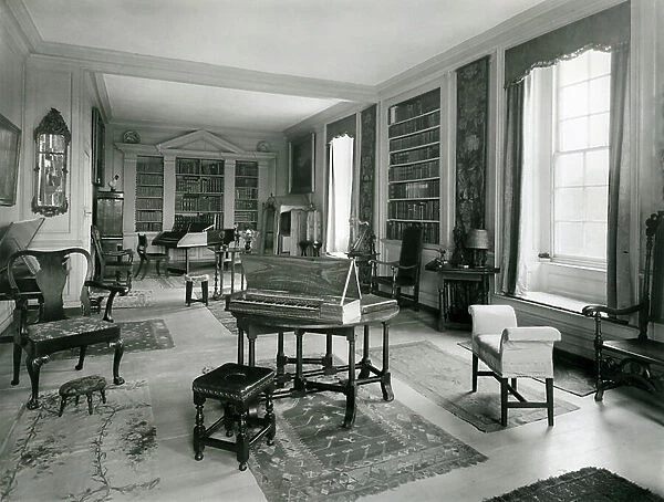 The panelled drawing room, Nether Lypiatt Manor, Gloucestershire, from The English Manor House (b / w photo)