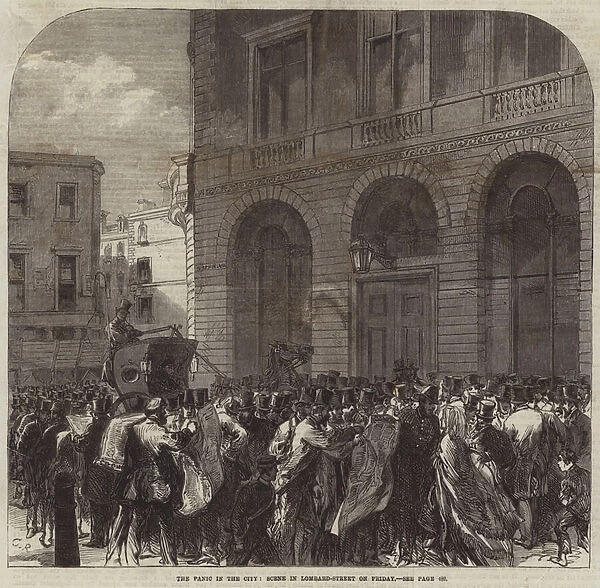 The Panic in the City, Scene in Lombard-Street on Friday (engraving)