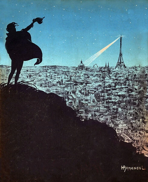 Panorama of Paris with the Eiffel Tower. 1919 (illustration)