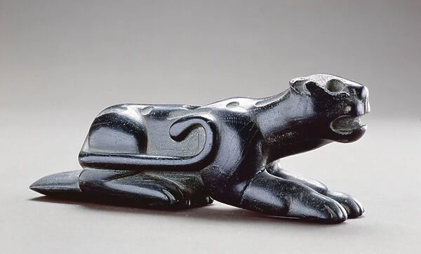 Panther effigy pipe, 1-400 AD (steatite)