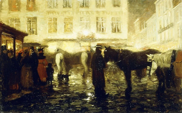 A Paris Street, Evening, (oil on canvas)