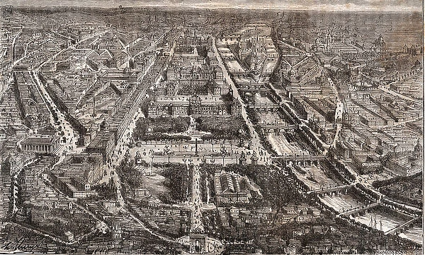 Paris vue prise de l arc de Triomphe de l Etoile - Rue de Rivoli et la Seine