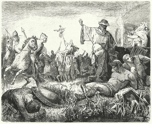 Parthians celebrating a victory (engraving)