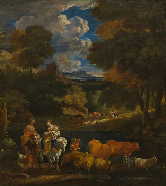 A Pastoral Landscape with Travellers, c. 1657-1701 (oil on canvas)