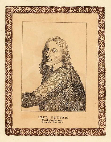 Paulus Potter, Dutch landscape painter. 1817 (etching)