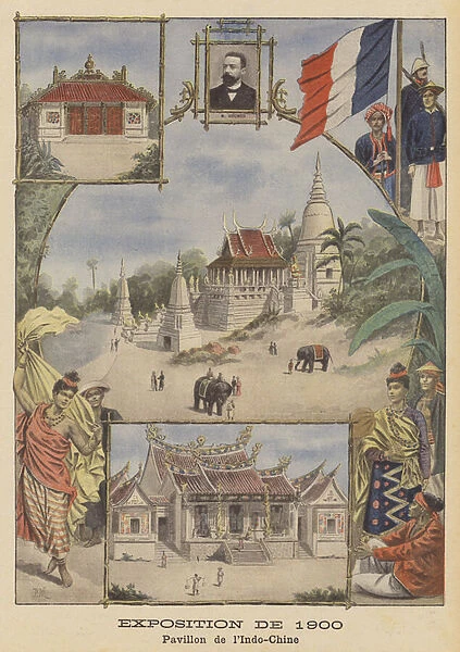 The Pavilion of Indochina at the Exposition Universelle of 1900 in Paris (colour litho)