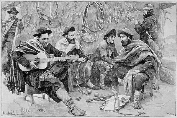 Un payador: group of gauchos, Argentina, 19th century