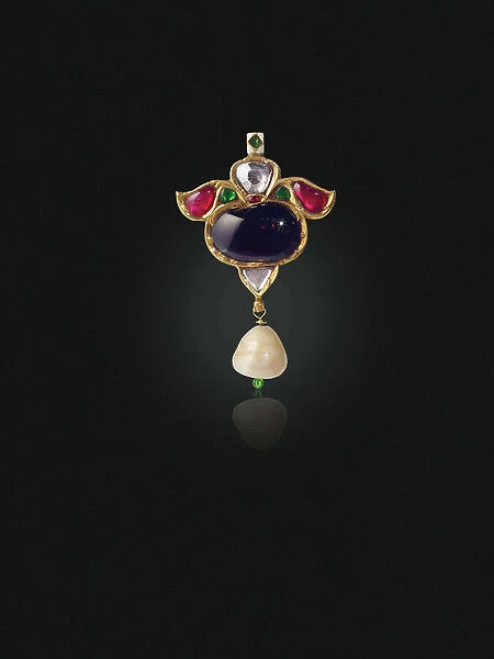Pendant, mid-late 19th century (sapphire, emerald, ruby, diamond, pearl, enamel, gold)