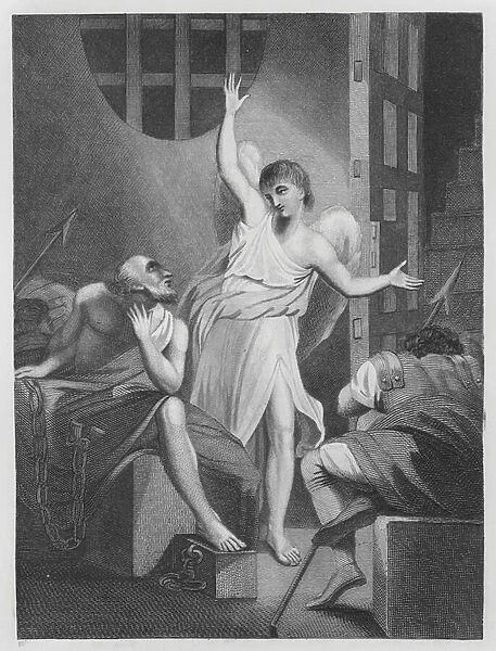 Peter Delivered Out of Prison, Acts, 12, Verse 7 (engraving)