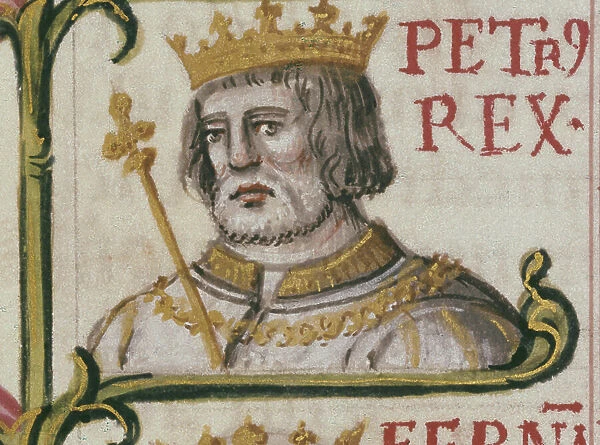 Peter I, said the Justice - Peter I ' The Just' (1320-1367). King of Portugal and the Algarve (1357-1367). Detail in portraits of the kings of Portugal. Genealogia de los Reyes de Espana. 1463. CARTAGENA, Alonso de (1384-1456). Gothic art