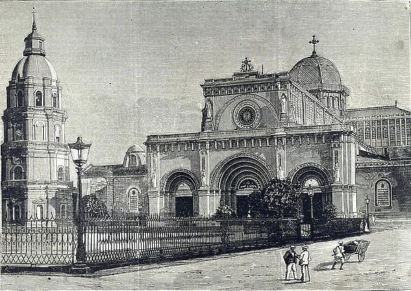 PHILIPPINES (19th century). Manila. New Cathedral. Illustration of 1880 (engraving)