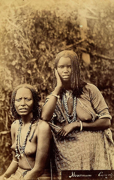 Photograph of two young African girls, 1880 (print on double-weight paper)