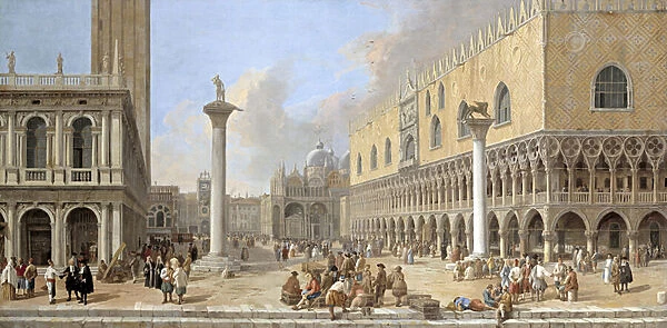 The Piazzetta at Venice (oil on canvas)